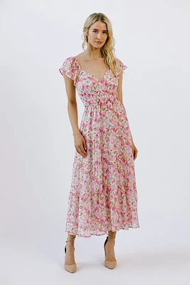 Floral à plusieurs niveaux dos ouvert ébouriffé Svl. Robe