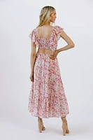 Floral Tiered Open Back Ruffled Svl. Dress