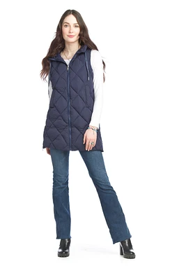 Puffer Hooded Vest With Side Zip