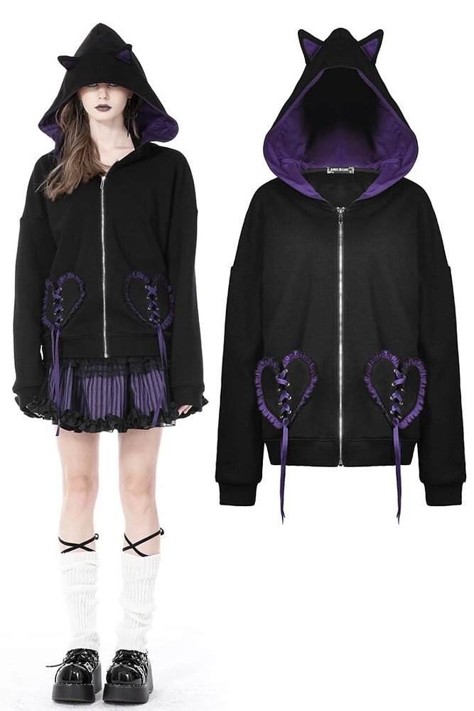 Chaqueta con espalda de ala y gato morado