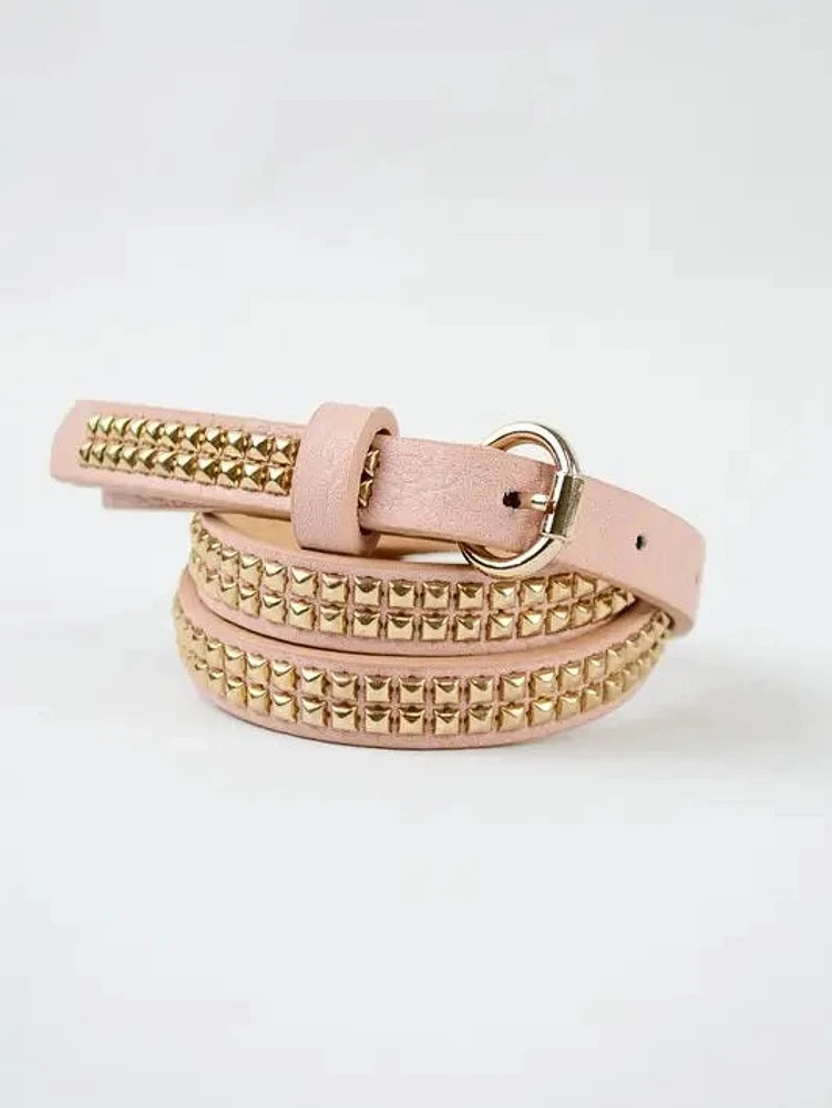 Double Row Stud Skinny Belt