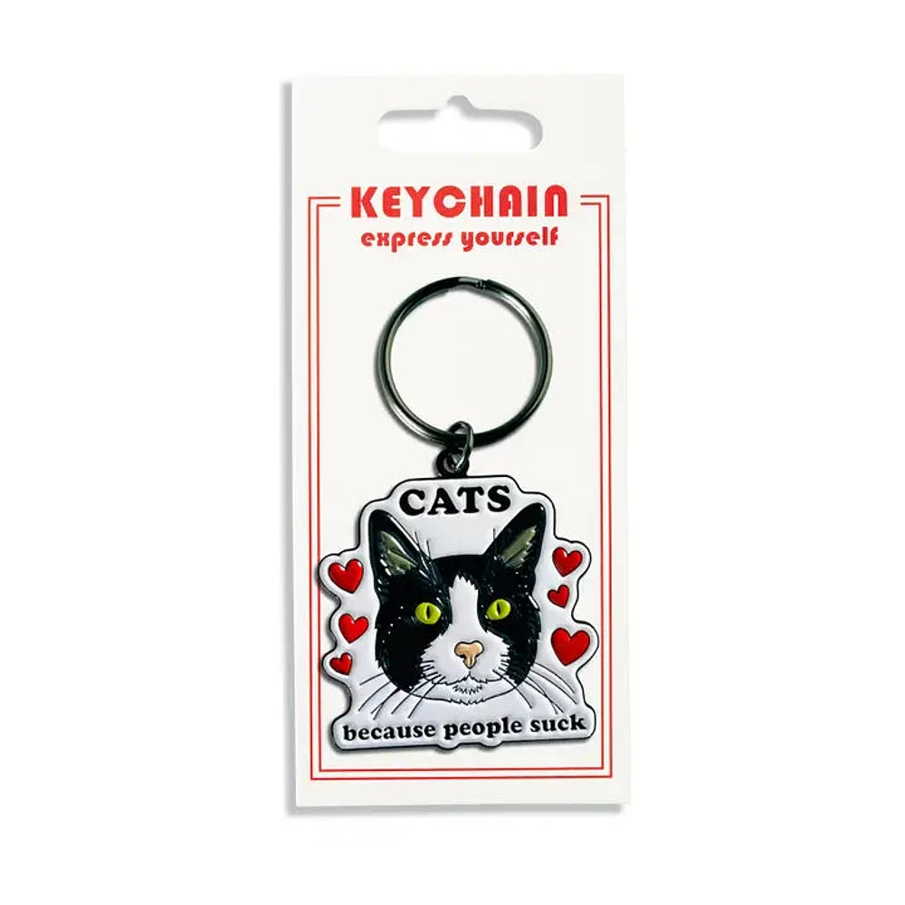 Cats Because People Suck Keychain