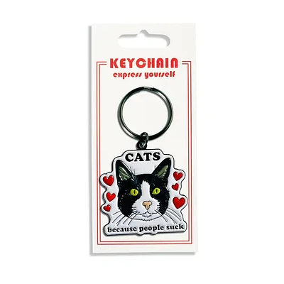 Cats Because People Suck Keychain