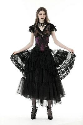 Punk Layered Frilly High Low Skirt