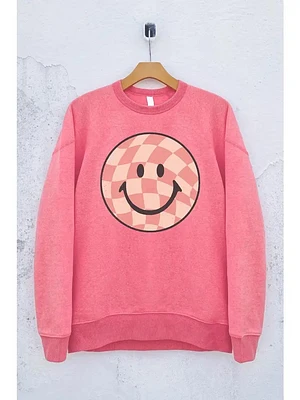 Checkerboard Smiley Face Sweatshirt