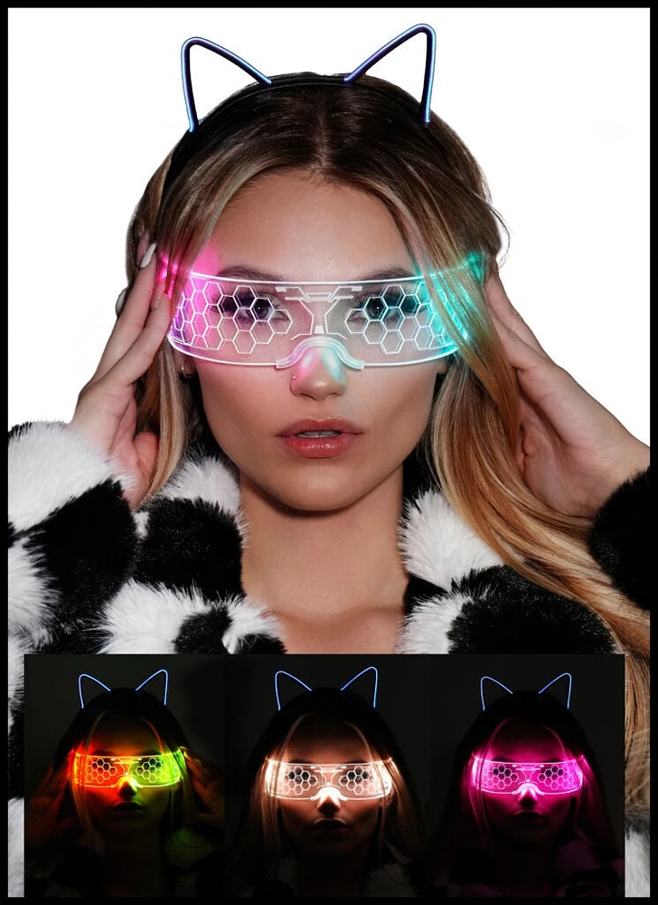 Gafas futuristas LED Honeycomb