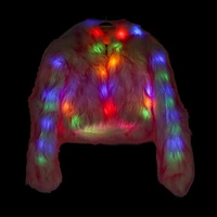 LED Faux Fur Short Jacket W Hood