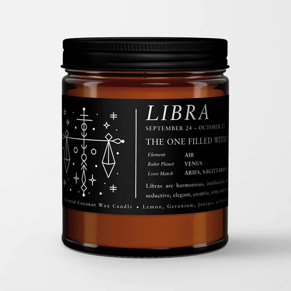 Libra Candle In Amber Glass