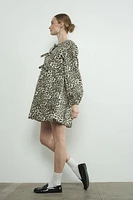 Leopard Print Babydoll Tie Dress
