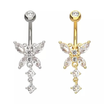 Marquise Butterfly W/ 2 Prong Gem Dangle