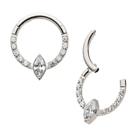 Big Marquise & Small Round CZ Titanium Hinged Hoop