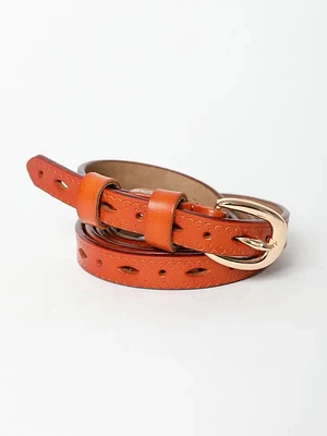 Ceinture fine en cuir festonné