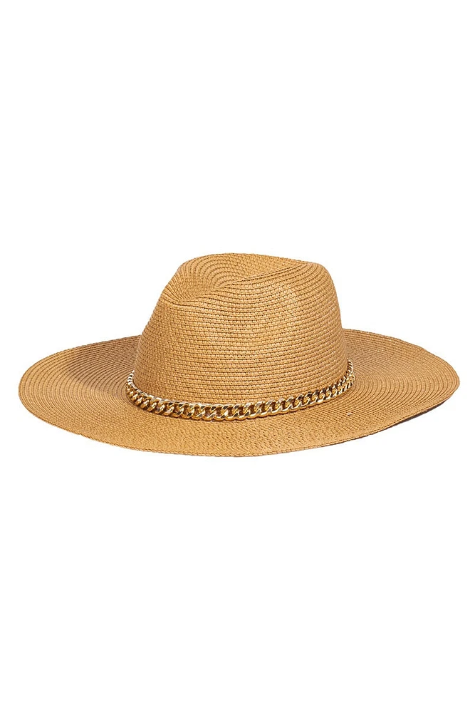 Sombrero de moda trenzado con cadena