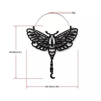 Black Plated Cut Out Luna Moth with Dangle Crescent Moon Plug Hangers