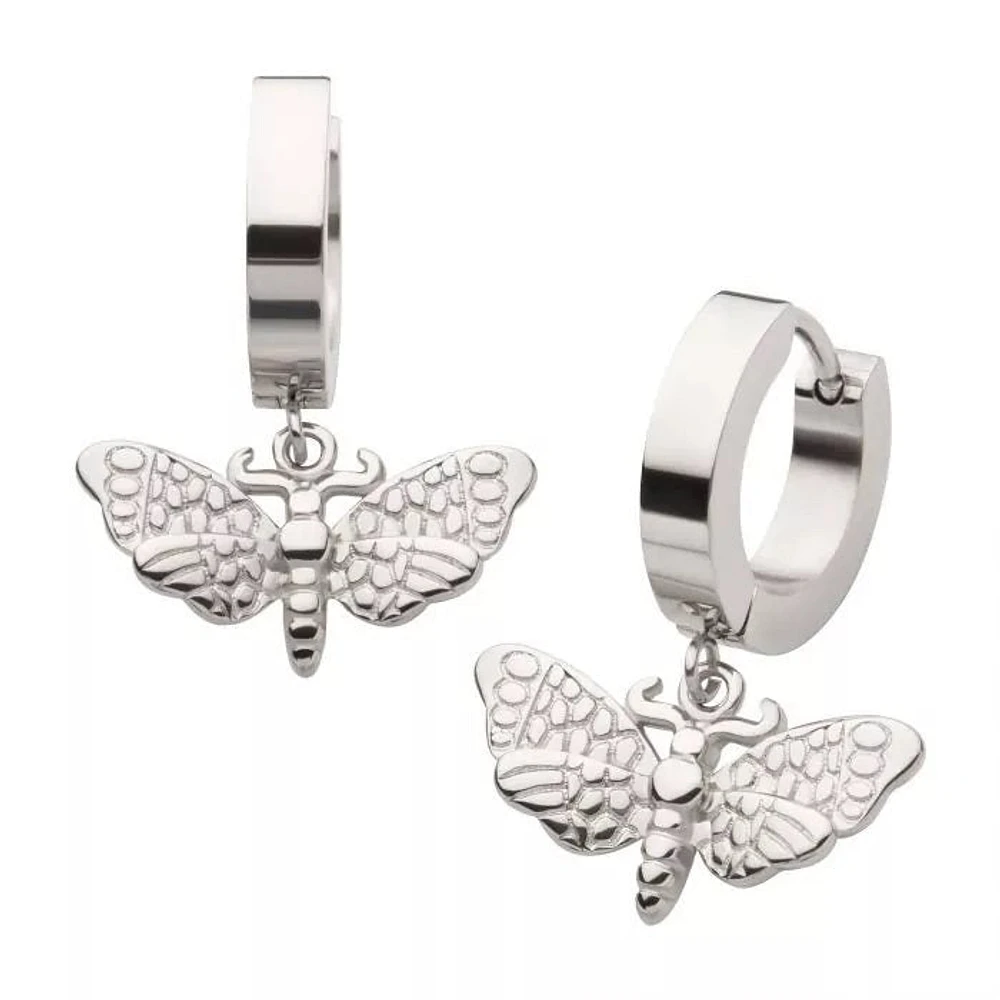 Moth Steel Dangle Huggies