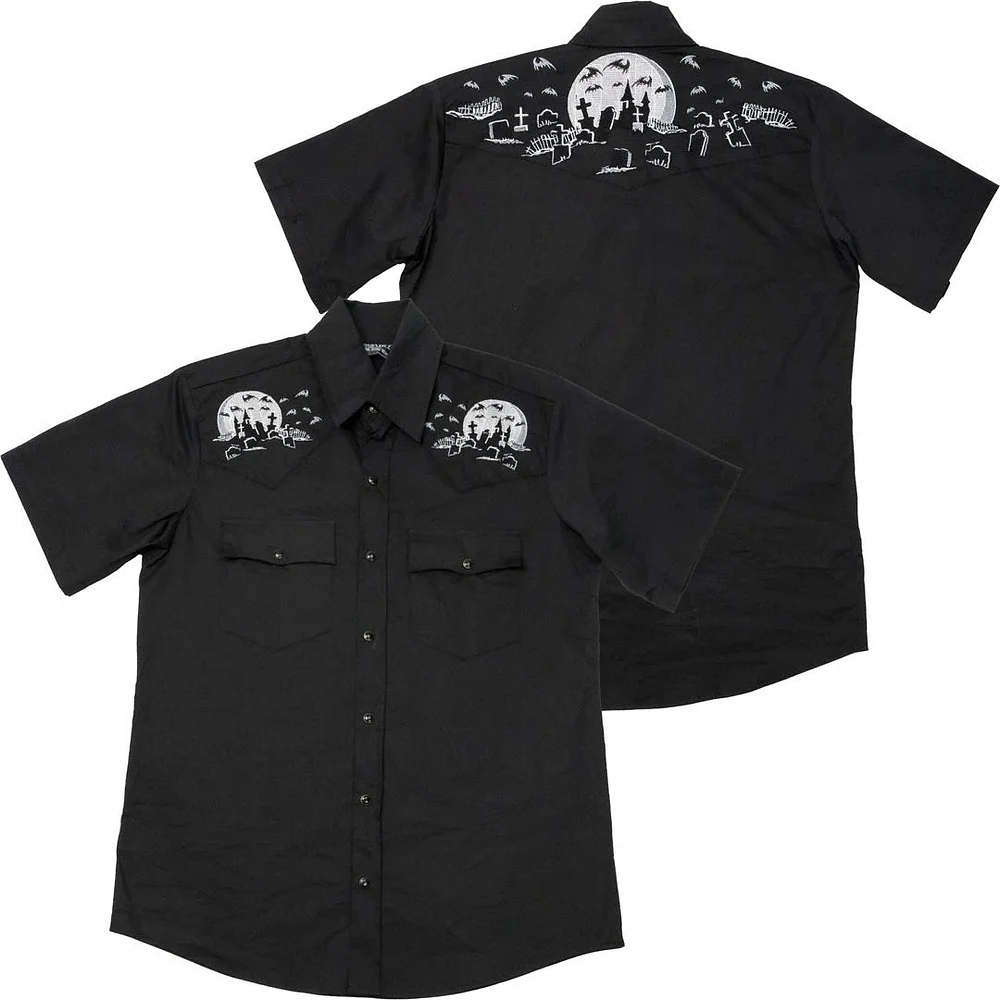 Nighttime Cemetary Western Shirt