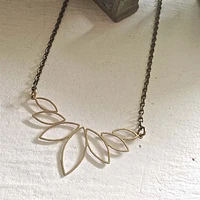 Lotus Blossom Raw Brass Pendant Necklace