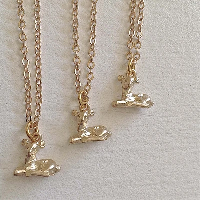 Fawn Charm Necklace Gold Plated