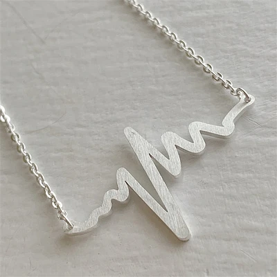 EKG Electrocardiogram Silhouette Necklace