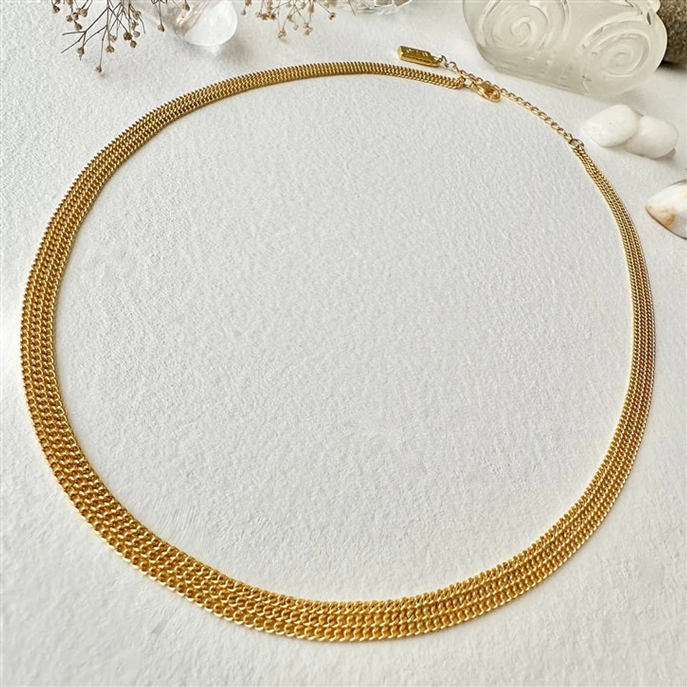 Ariadne Triple Layer Tiny Curb Chain Necklace