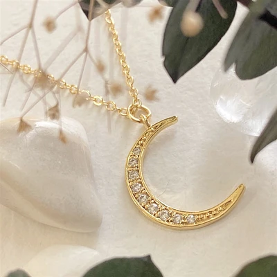 Collier Charm Lune en Strass La Lune