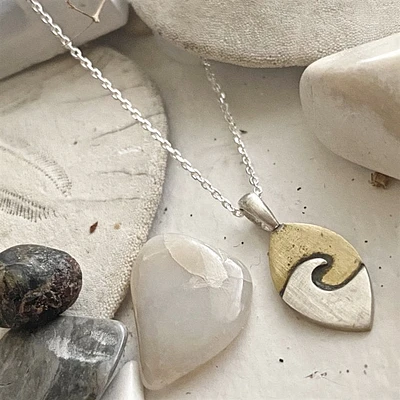 Nazure Wave Charm Necklace Sterling Silver