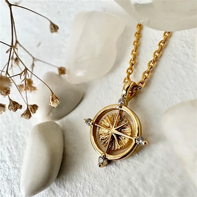 Cardinal Tiny Compass Charm Necklace