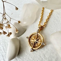 Cardinal Tiny Compass Charm Necklace