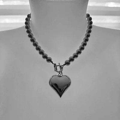 Poe Ball Chain Choker Necklace With Heart