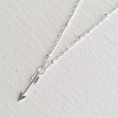 Bullseye Tiny Arrow Charm Necklace in Silver