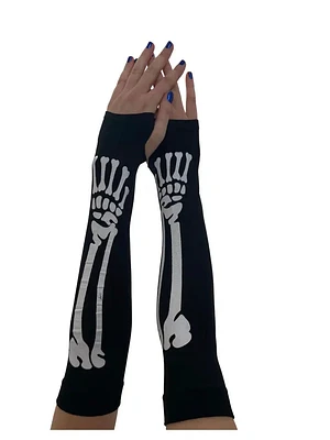 Skeleton Bone Fingerless Gloves