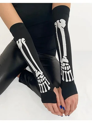 Skeleton Bone Fingerless Gloves