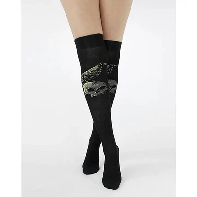 Raven Skull Over the Knee Sock