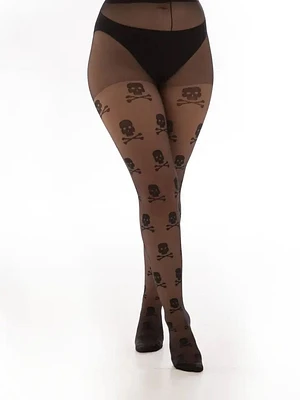 Sheer Skull Tights Plus Size