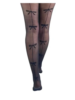 20 Denier Sheer Bow Back Seamed Tights