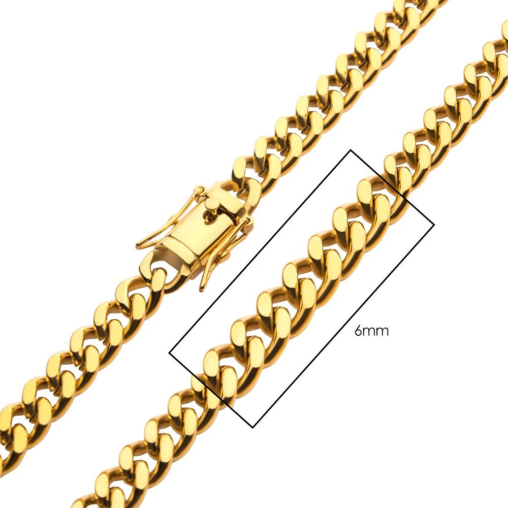 6mm 18Kt Gold IP Miami Cuban Chain 20"