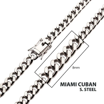 8mm Steel Miami Cuban Chain 26"