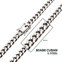 8mm Steel Miami Cuban Chain 26"