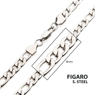 Steel Figaro Chain 8mm 24"