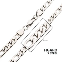 Steel Figaro Chain 8mm 24"