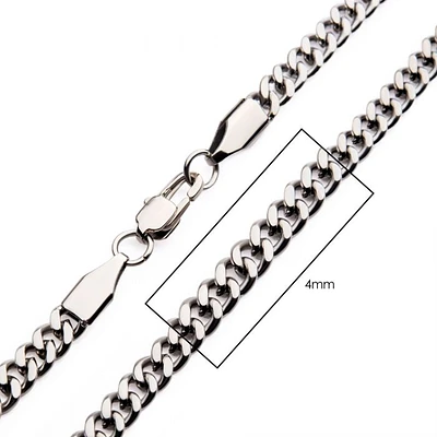 Stainless Steel Diamond Cut Curb Chain 4mm 26"