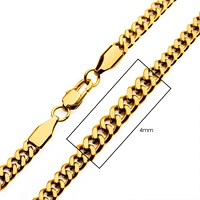 18K Gold IP Diamond Cut Curb Chain 4mm x 20"