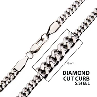 Steel Diamond Cut Curb Chain 8mm 20"