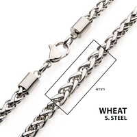 4mm Steel Wheat Chain Necklace 24"