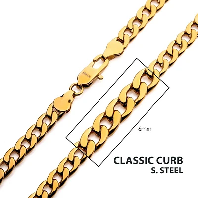 18k Gold IP Curb Chain 6mm 20"