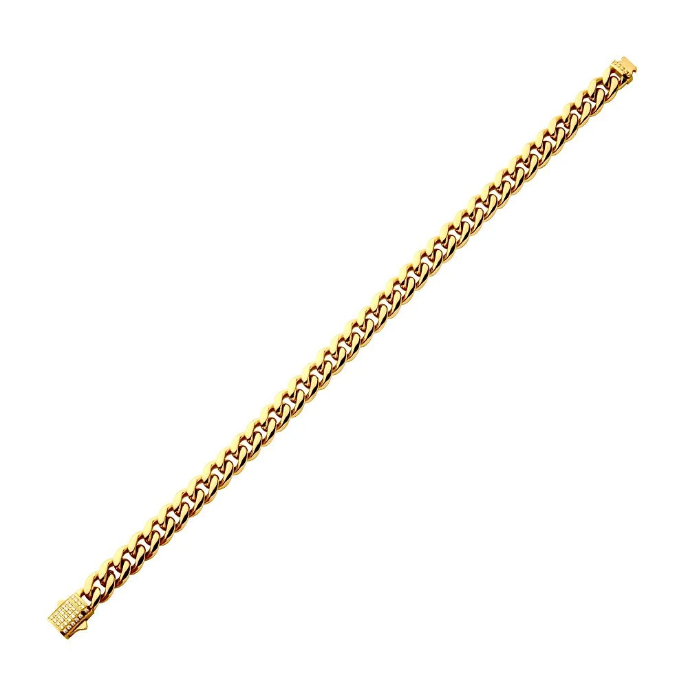 8mm 18Kt Gold IP Bracelet with CNC Set CZ 8.5"