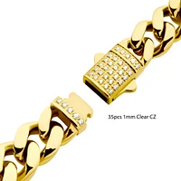 8mm 18Kt Gold IP Bracelet with CNC Set CZ 8.5"