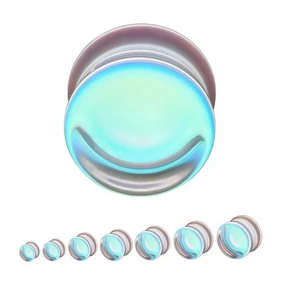 Iridescent Concave Glass Plug 2G