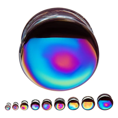 Df Aurora Borealis Glass Plugs 0G-7/8"