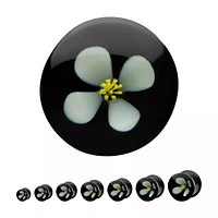 Flower Double Flare Glass Plug 0g - 7/8"